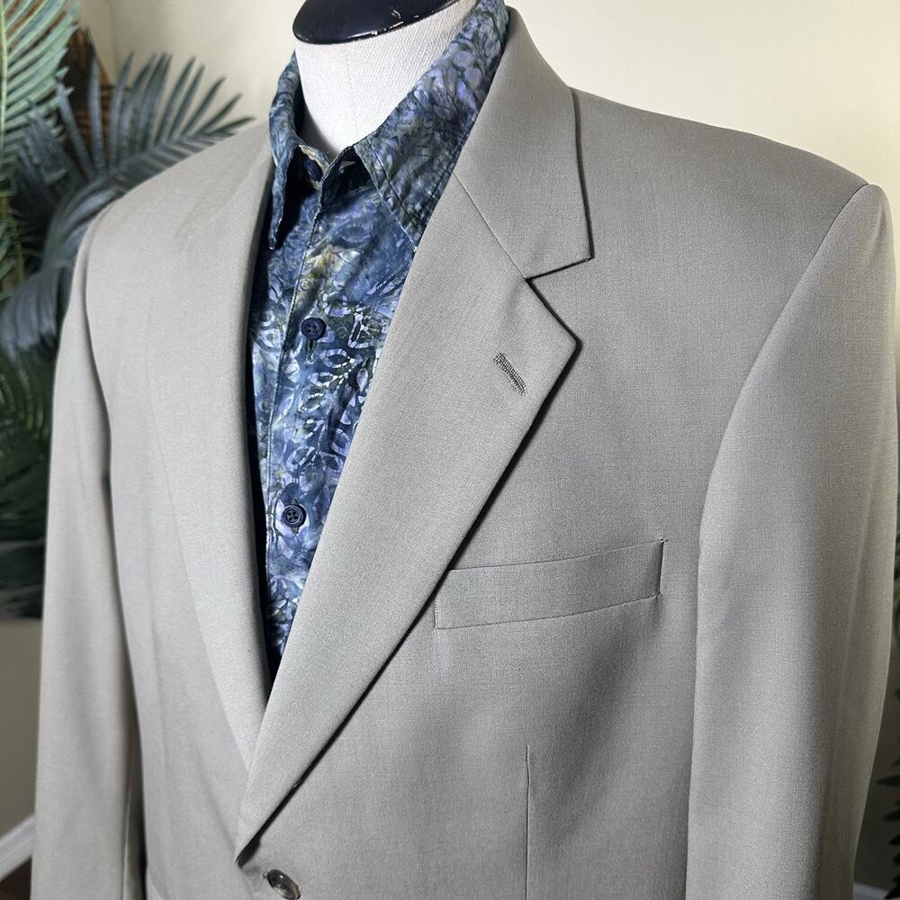 Saville Row Men 42L Virgin Wool Light Sage Green